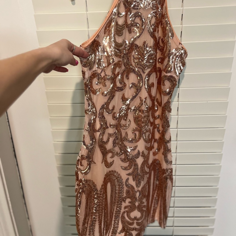 Rose gold sequin dress